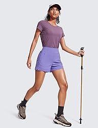 CRZ YOGA Women's Lightweight Mid Rise Hiking Shorts