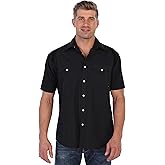 Gioberti Mens Casual Western Solid Short Sleeve Shirt with Pearl Snaps