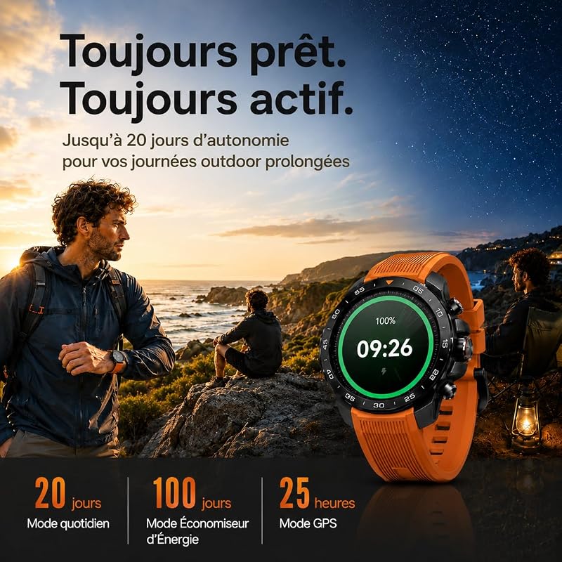 GS Explorer S Montre Connectée Homme, GPS, Corps Militaire& 10ATM — photo 7 sur 8