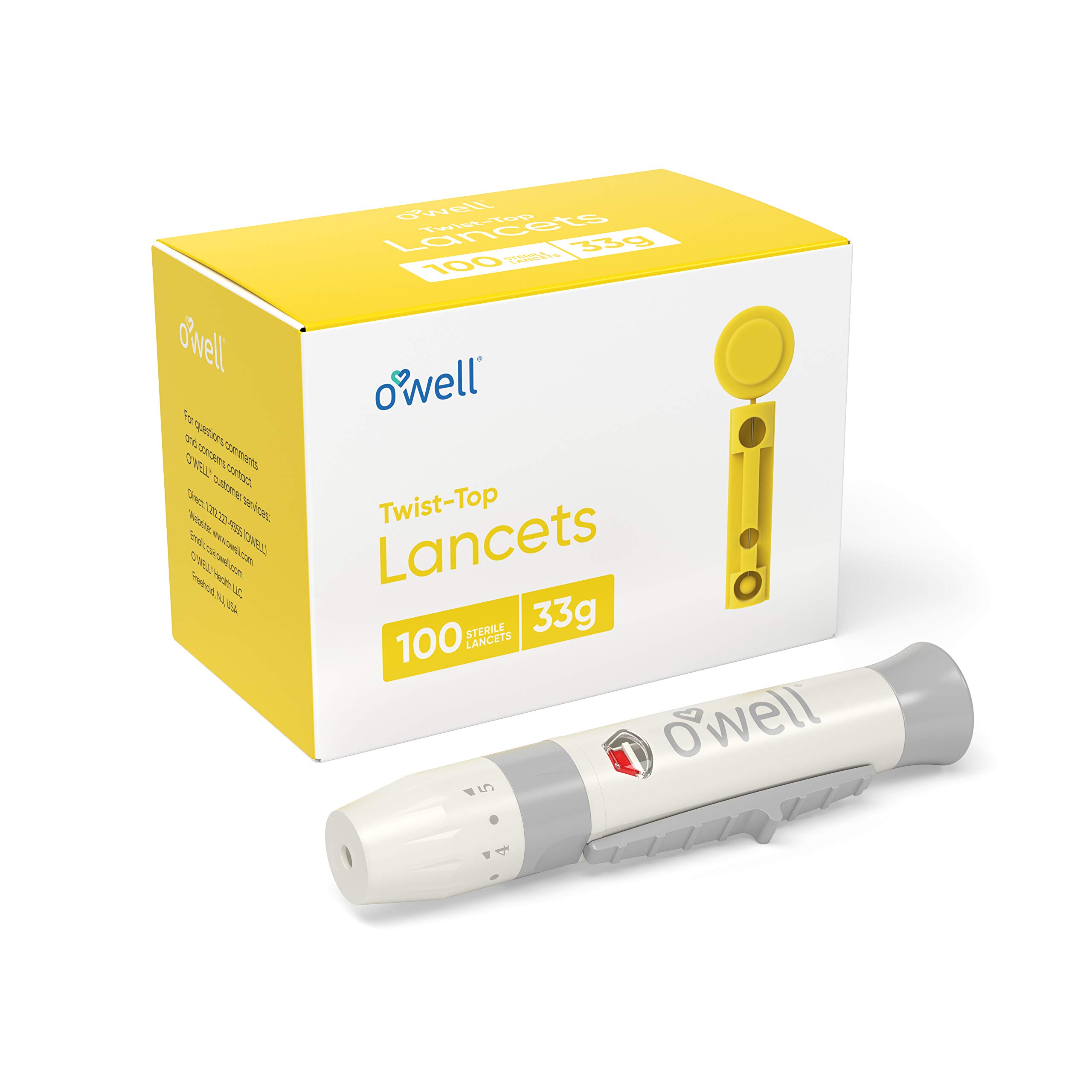 OWell Lancing Device Kit + 100 Sterile O'WELL Twist