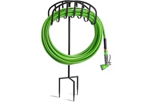 Sorbus Manger Holder Stand for Garden, Lawn, Yard, Decorative Water Storage with Ground Stakes, Holds 125-Feet of 5/8-Inch Ho