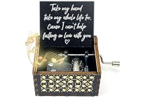 ukebobo Fall in Love Wood Music Box, Musical Boxes for Love One, Gifts for Gf, Anniversary Valentine Birthday Wedding for Lover Boyfriend Girlfriend Husband Wife(Black)-523
