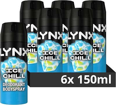 Lynx Ice Chill Body Spray Men 6x 150ml Iced Mint Lemon 48 Hour Odour Protection