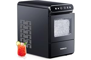 Thereye Countertop Nugget Ice Maker, Front-Loading Pebble Ice Maker Machine, 30lbs Per Day, 2 Ways Water Refill, Self-Cleaning, Stainless Steel Finish Ice Machine for Home Office Bar Party