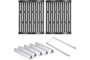 Hongso Replacement for Weber Spirit 200 Series E & S 200 210, Genesis Silver A, Spirit 500 Models with Side Controls, 65904 Cooking Grill Grates 7523, Flavorizer Bars 7534, Burner Tube Kit Set 7507