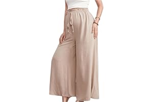 BEAUDRM Women's Maternity Elastic High Waist Pants Knot Front Wide Leg Pregnancy Pants