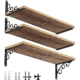 IARTOPS L Shelf Brackets for 8" - 10" Board, Floating Shelf Bracket Heavy Duty Metal Shelving Brackets for Shelves, Decorative Iron Rustic Wall Brackets for DIY Floating Shelf, 6 Pack Black
