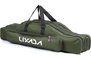 Lixada Fishing Rod Case - 3 Layers Oxford Bag, Portable Folding Carrier for Rods and Reels, Tackle Storage Travel Bag, 90cm/120cm/150cm Optional