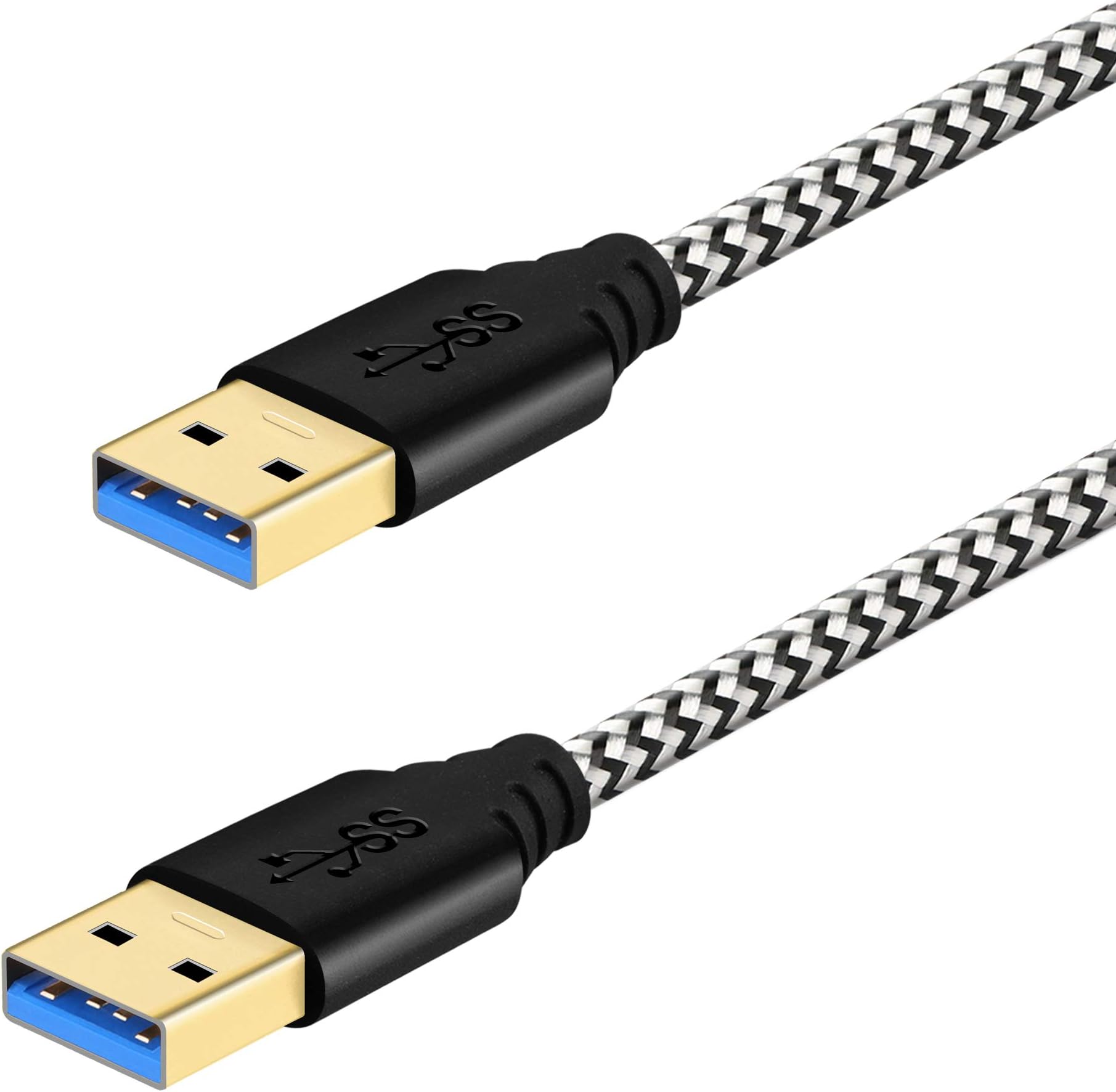 Fasgear USB 3.0 A to A Cable (3ft) – Nylon Braided USB to USB Cable Male to Male Cord 5Gbps for Hard Drive Enclosures, Modems, Cameras (3ft, White)