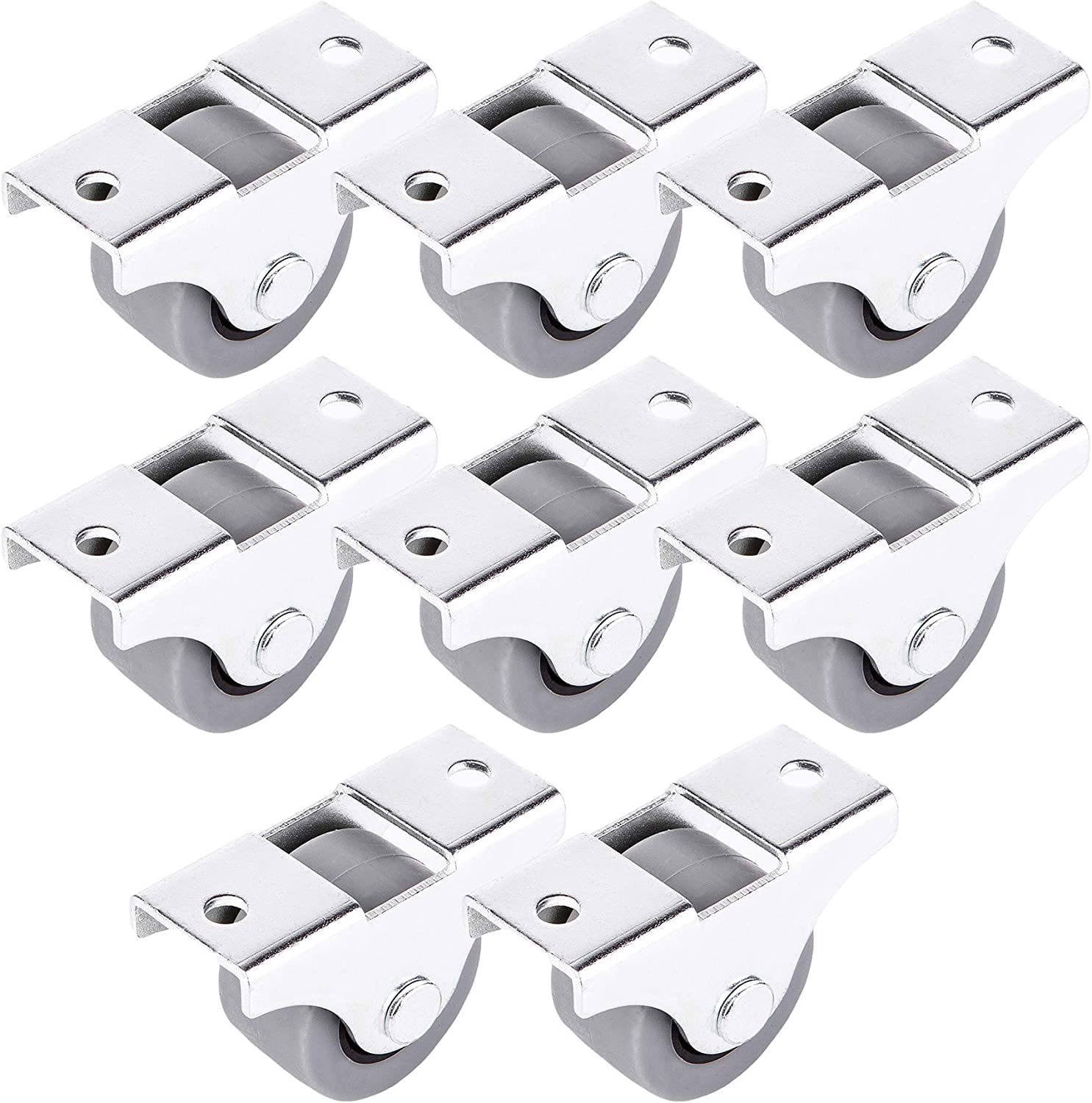 SKIR'CO (Pack of 8 pcs) Small 25 mm Furniture Castors, Rubber Wheels, Non-Swivel, Fixed Casters, One-Way Direction (8)
