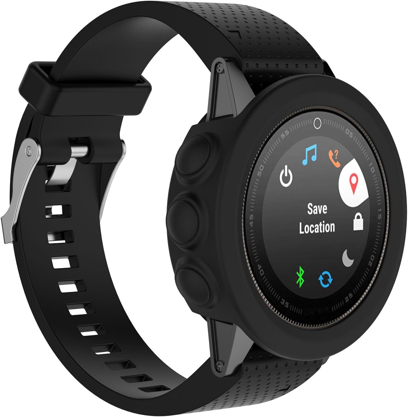 Silicone Protective Case Cover for Garmin Fenix 5 Watch Wristband Protector Shell Silicone Watch Case for Fenix 5 Plus (Black, for Fenix 5/5 Plus)