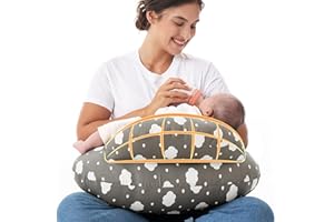 Momcozy Original Nursing Pillow for Breastfeeding-Pioneering Safety Fence- Wider Feeding Pillows for More Support for Mom & Baby- Easier Nursing & Hand Free- Fit for All, Removable Cotton Cover