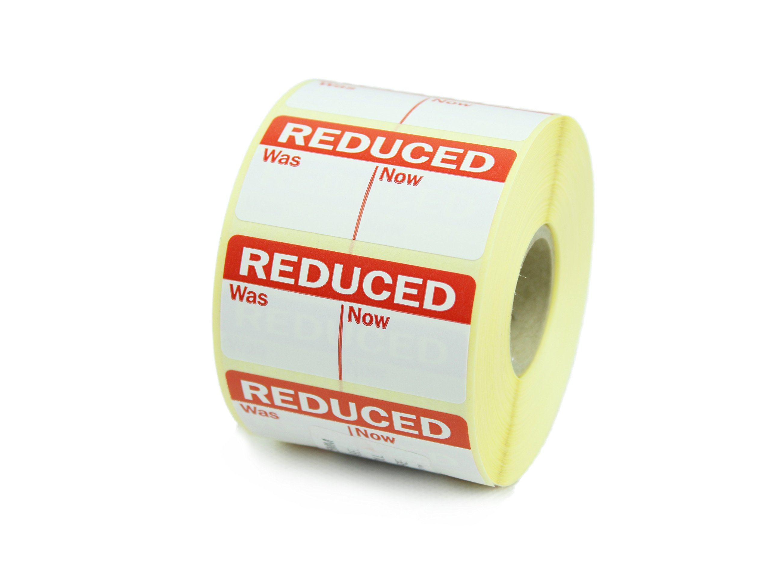 Label Metrics - Roll of 1000 'Reduced - was/Now' - 50 x 25mm - Retail Labels/Stickers. Ideal for Shops, Butchers, Bakers, Market Sellers.