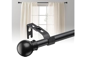 BsBsBest Curtain Rods for Windows 28 to 152 Inch 5/8 Inch Matte Black Small Curtain Rods Adjustable Renter Friendly Curtain Rod for Bedroom Windows Drapery Rods With Brackets