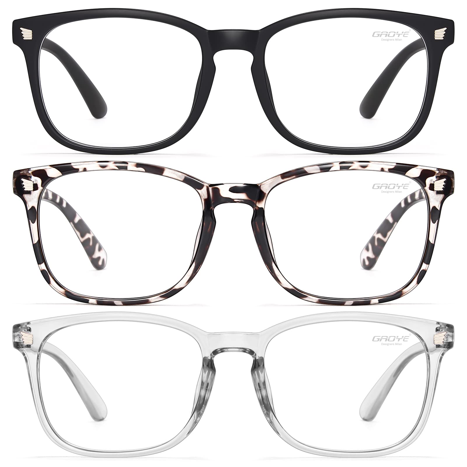 Photo 1 of Gaoye Stylish Blue Light Glasses for Woman - Computer Glasses 99% Blue Light Blocking - Lightweight TR90 Frames - 3 pack