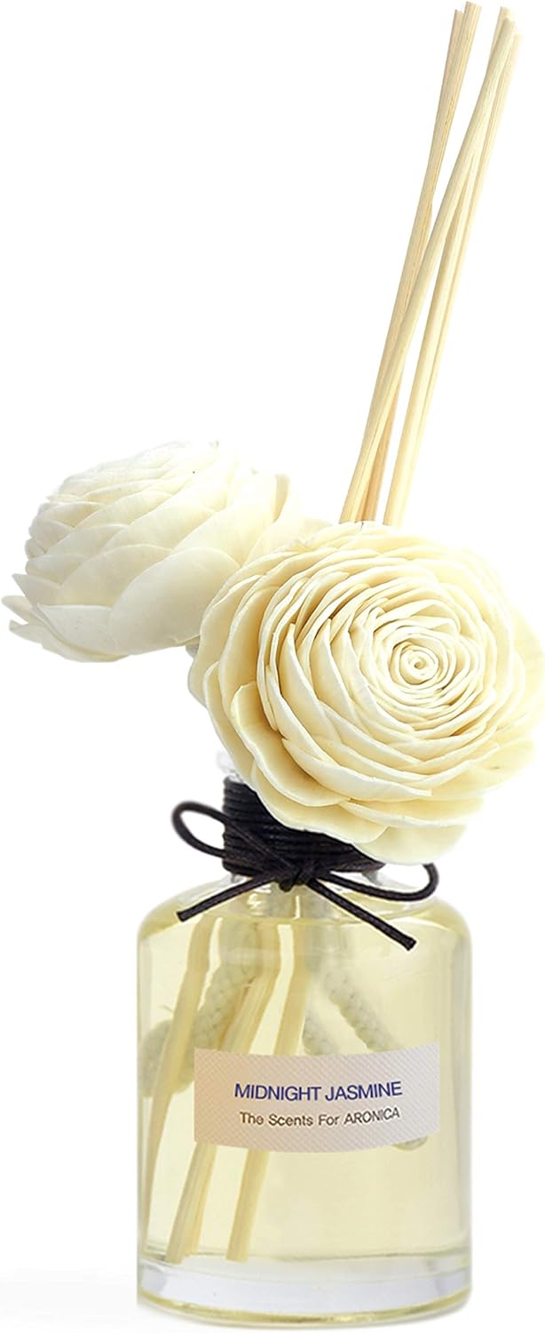 Aronica Premium Package Twin Sola Flower and Reed Diffuser 5.4oz/160 ml (Midnight Jasmine)