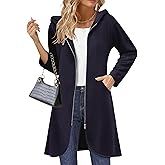 Zeagoo Women's Fall Jacket 2025 Zip Up Hoodies Long Sleeve Long Tunic Sweatshirts Oversized Fleece Casual Coat with Pocket
