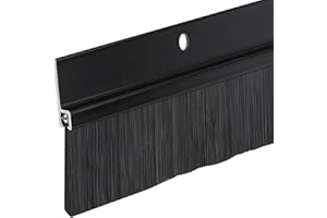 RANDALL MANUFACTURING CO., INC 3 FT Black Aluminum Door Sweep with Black Brush Seal | Fills Gaps Up to 1 1/2” | Pre-Drilled with Matching Color Screws Included | Draft Stopper, Dust & Debris Blocker | Made in USA