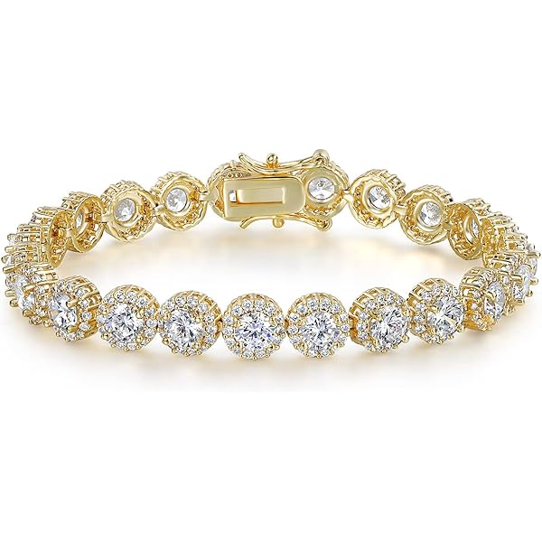 Gemstone With Diamond Accent Bracelet Sterling Silver & 18 KT Gold Over