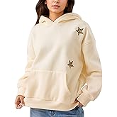 Ardrem Women Leopard Star Graphic Hoodies Oversized Cheetah Embroidered Hoodie Y2k Streetwear Hooded Sweatshirts with Pocket