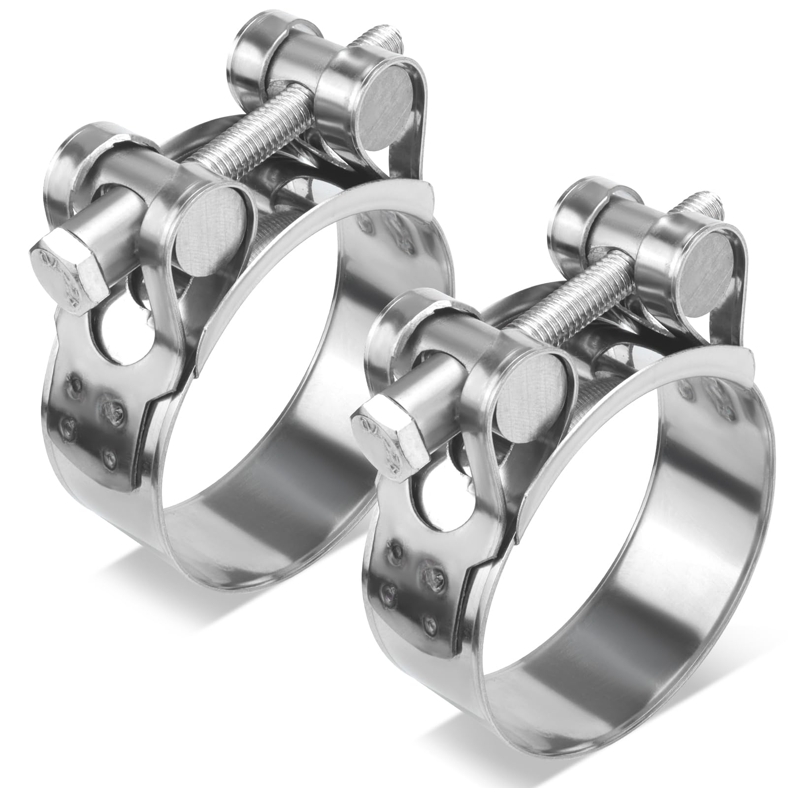 Fomiata 2Pcs 201 Stainless Steel T-Bolt Hose Clamps,Clamp Range 52-55mm ， Band Width 22mm(52-55mm 2pcs)