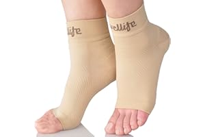 Dowellife Plantar Fasciitis Socks, Ankle Brace Compression Support Sleeves & Arch Support, Foot Compression Sleeves, Ease Swelling, Achilles Tendonitis, Heel Spurs for Men & Women (Nude XL)