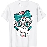 Teal Awareness Sugar Skull T-Shirt
