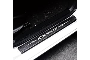 MAXDOOL 4Pcs Door Sill Protector Reflective 4D Carbon Fiber Leather Sticker Door Entry Guard Stickers for Chevy(White)