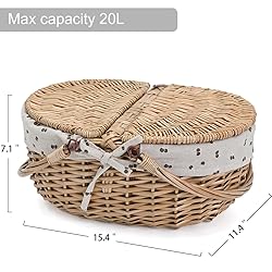 Wicker Picnic Basket with Removable Liner Empty