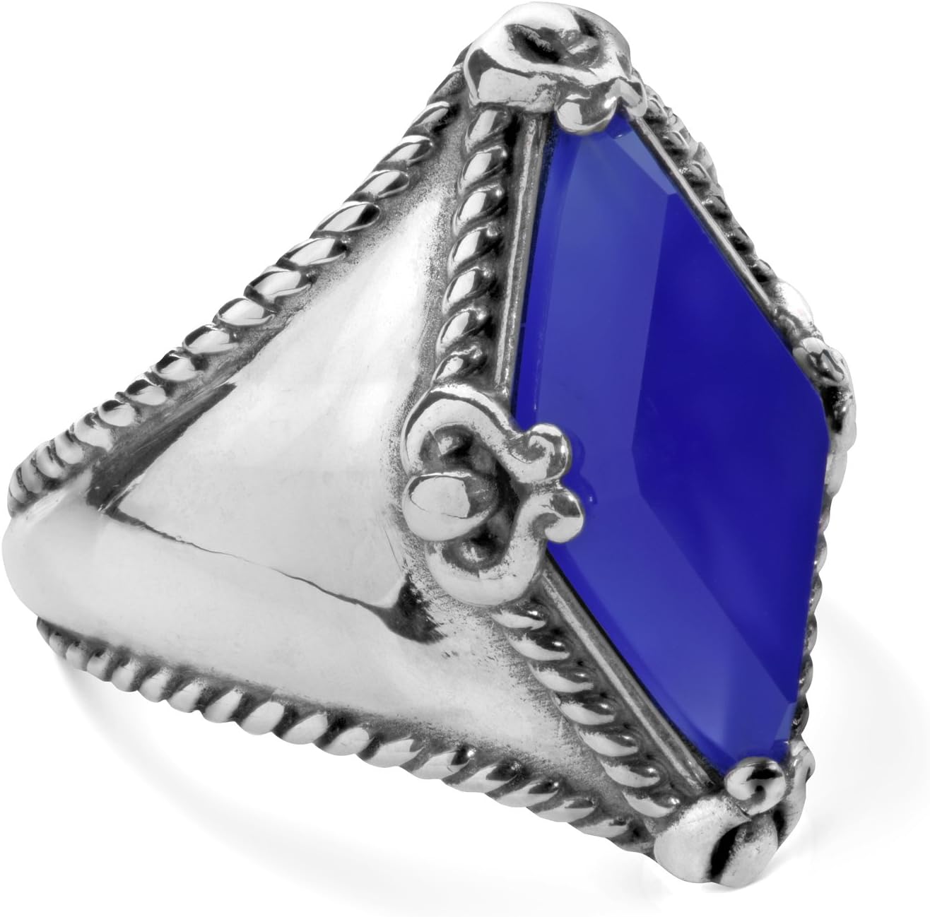 Carolyn Pollack Sterling Silver Agate & Labradorite Gemstone Kite-Set Ring Size 5 to 10