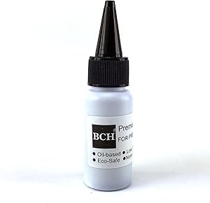 Black Stamp Refill Ink by BCH - Oil-Based for Roller Stamp or Pre-Inked Rubber Gel Pads - 20ml Bottle