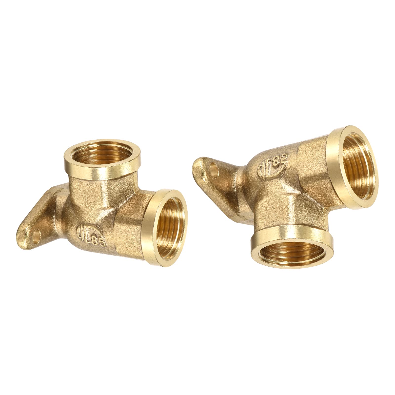 DTGN G1/2 x G1/2 (Female x Female) 90 Degree Brass Pipe Fitting - 2Pack - Good for Water Pipe System - Brass Drop Ear Elbow Crimp Fittings - Gold Tone