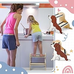 DoubleFill Wooden Step Stool for Kids Toddler Step