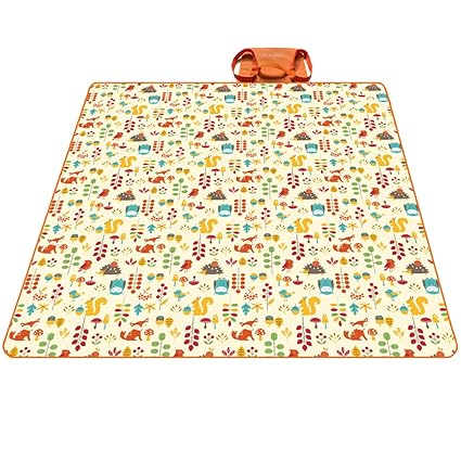 Garten Picknickdecken Premyo Picknickdecke Wasserdicht 200x200 Cm Xxl Strand Decke Warme Isoliert Extra Gross Weiches Fleece Camping Matte Leicht Faltbar Gerollt Tragegriff Bander Elastisch Ideal Fur Outdoor Park Rasen Grillen Picknickdecken