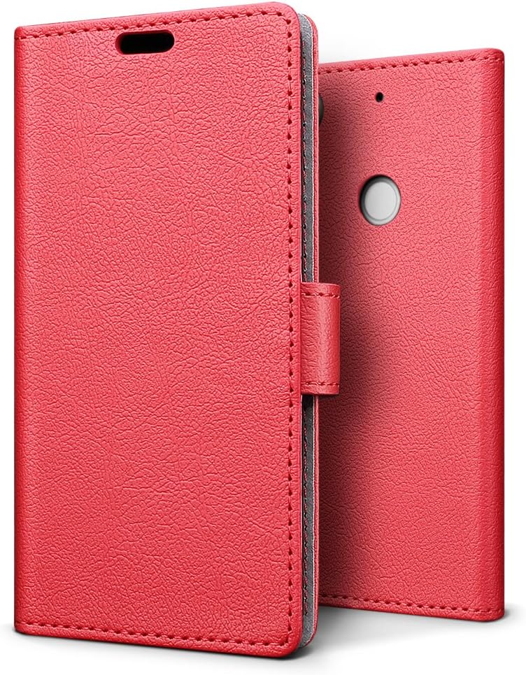 SLEO Case for HTC Desire 10 Pro Case, Slim PU Leather Flip Protective Magnetic Wallet Cover Case for HTC Desire 10 Pro with Card Slot and Stand Feature - Red