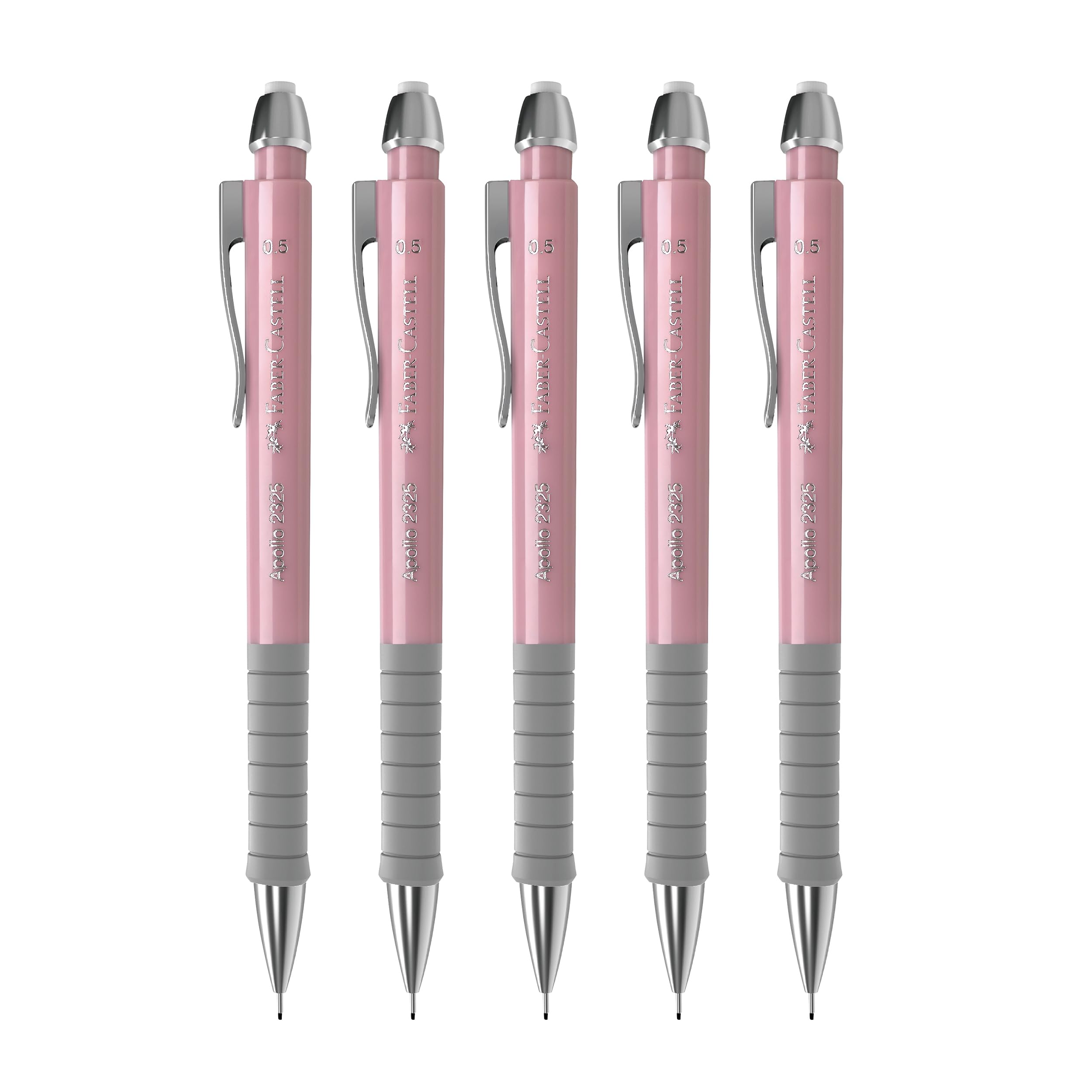 FABER-CASTELL Apollo Rose Shadows 205207 Mechanical Pencil Pack of 5 Hardness B Lead 0.5 mm with Eraser