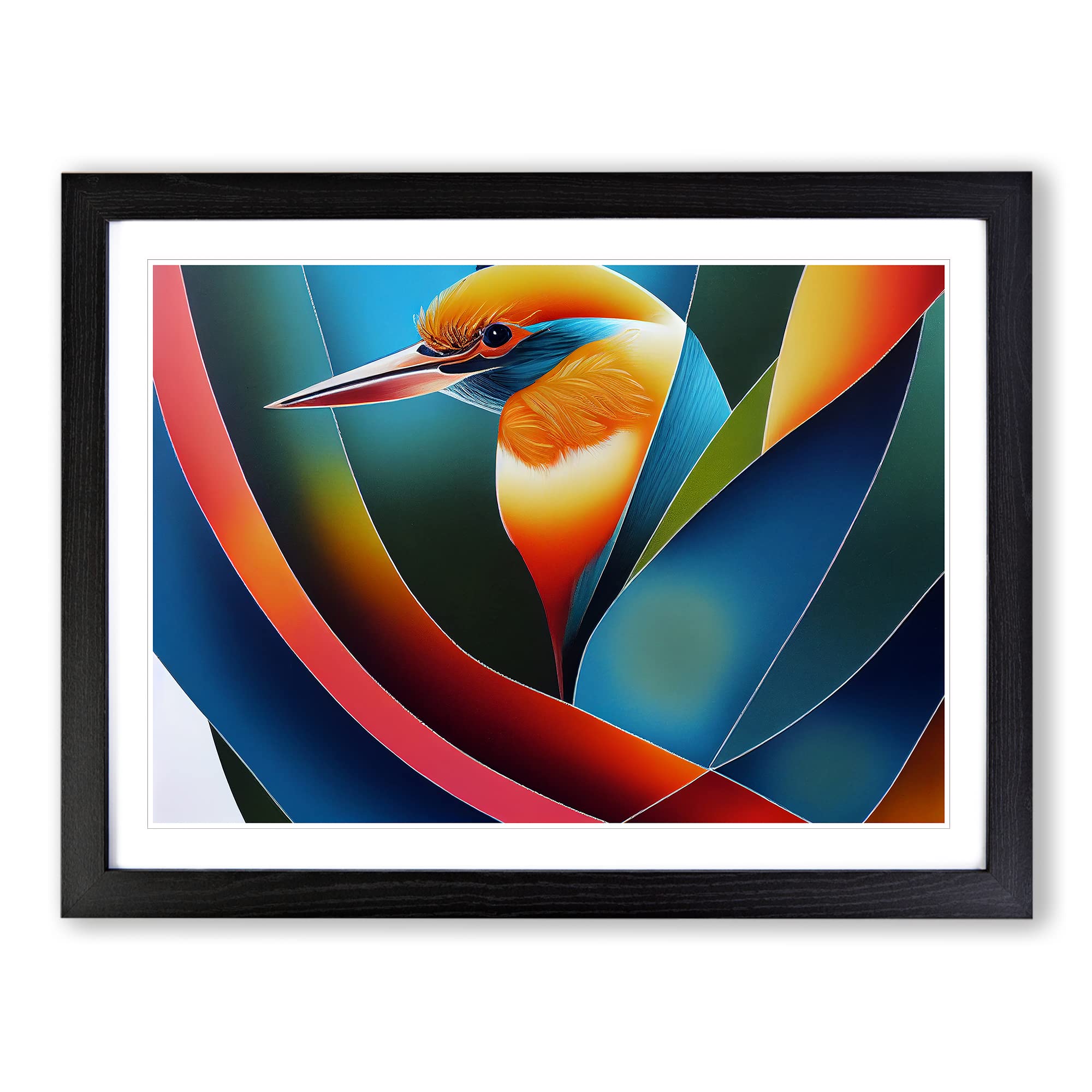 Legendary Kingfisher Bird Abstract Framed Print | A4 Black Framed Wall Art | Ready to Hang | Abstract Fantasy Picture | Living Room Bedroom Lounge Office