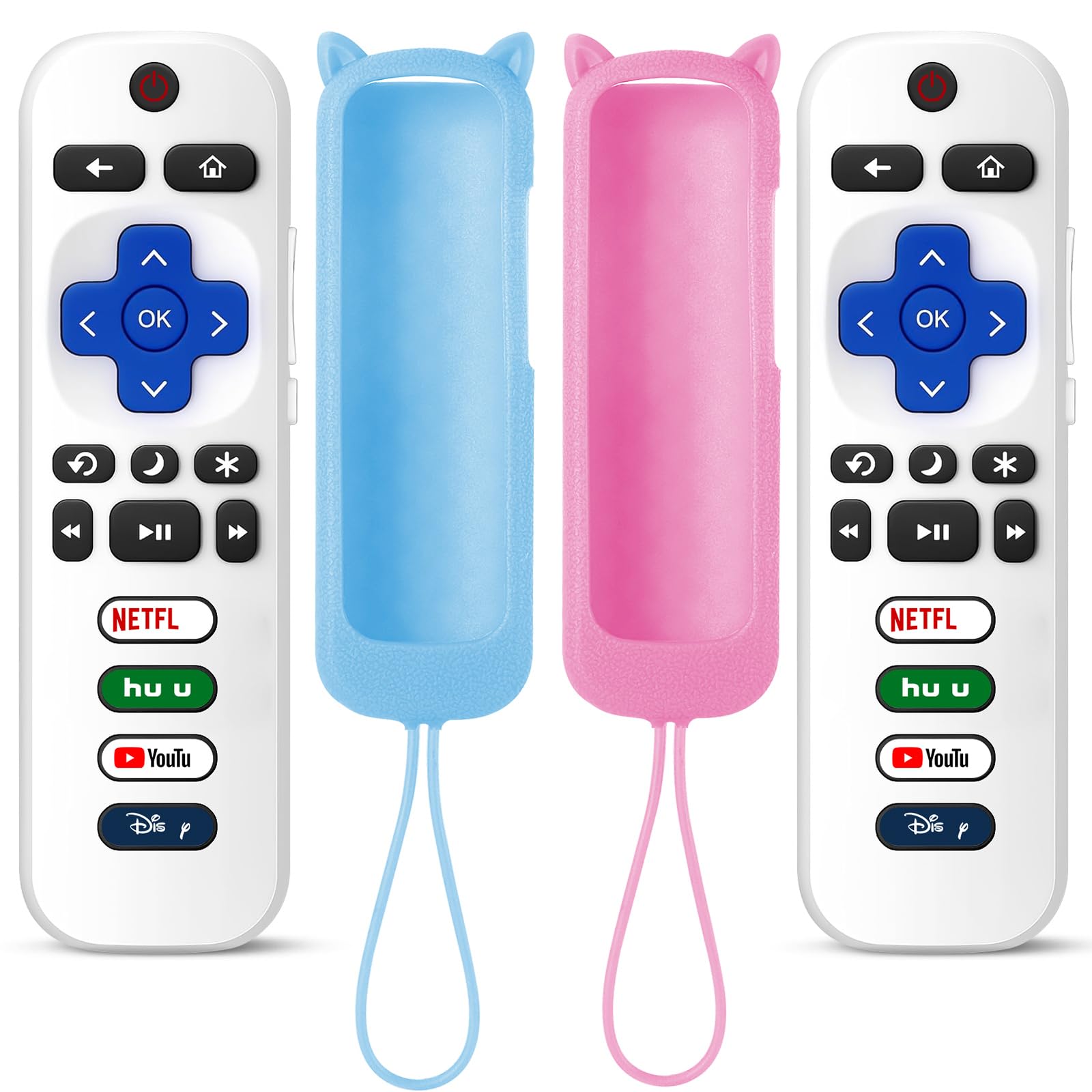 Photo 1 of (Pack of 2) ONEBOM White Replacement Remote Compatible for Roku TV with Soft Protective Silicone Cover(Glow in The Dark), Universal Remote for TCL/Hisense/Onn/Sharp/Philips/Element Roku Smart TV