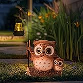 Garden Statues Owl with Solar LED Lantern, Resin Solar Garden Decor for Outside, Yard Decorations Outdoor for Patio, Porch, Balcony, Lawn Ornaments, House Warming Birthday Gifts for Mom Women Grandma
