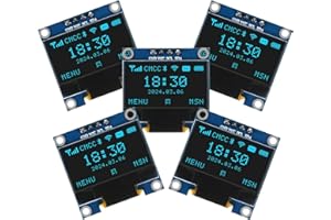 AITRIP 5PCS 0.96 Inch OLED Module 12864 128x64 Yellow Blue SSD1306 Driver I2C Serial Self-Luminous Display Board for Arduino Raspberry Pi Pico-Blue