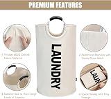 DOKEHOM 90L Large Collapsible Laundry Basket Beige Freestanding Hamper view 7