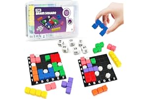 NONSOMPLE STEM Puzzle Game The Brain Square With 160000+ Solutions Pattern Matching Blocks Brain Teaser Toy Roll Dice & Race Your Opponent to Fill Grid Travel Game for Kids & Teens Back To School Birthday Gift