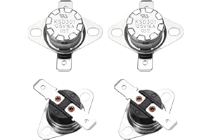 uxcell 4 Pcs KSD301 Thermostat 125°C/257°F 16A Normally Closed N.C Adjust Snap Disc Temperature Switch for Microwaves,Oven,Co
