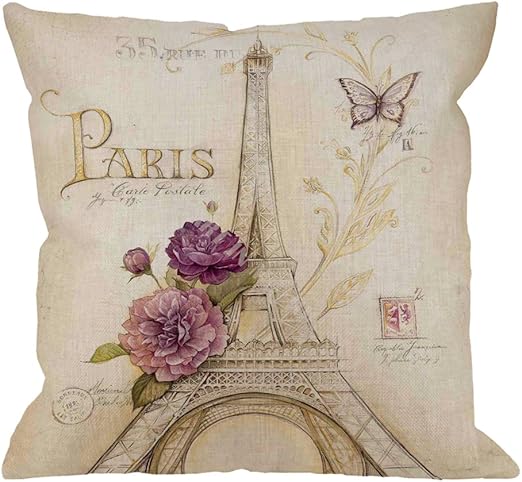 Amazon Com Hgod Designs Eiffel Tower Pillow Case Vintage Letter