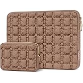 MOSISO Laptop Case 13.3 inch, 13-14 inch Laptop Sleeve Compatible with MacBook Air 13 13.6/Pro 13/Pro 14, HP Dell ASUS Lenovo, Puffy Raised Quilted Grid Carrying Computer Bag with Small Case, Brown