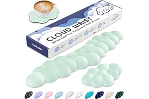 Sushret Cloud Wrist Rest for Keyboard and Mouse, Memory Foam PU Leather Keyboard Wrist Rest with Ergonomic Support, Non-Slip 