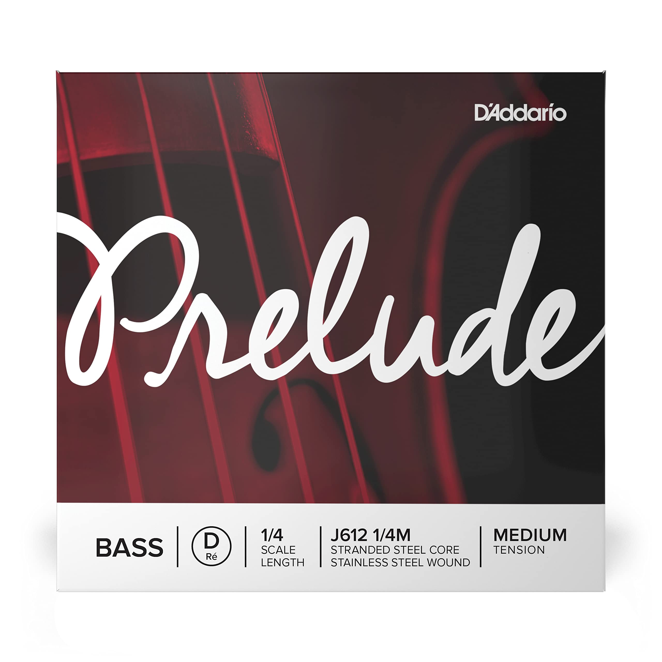 D'Addario J612 1/4M Prelude 1/4 Scale Medium Tension Single D String for Bass Guitar