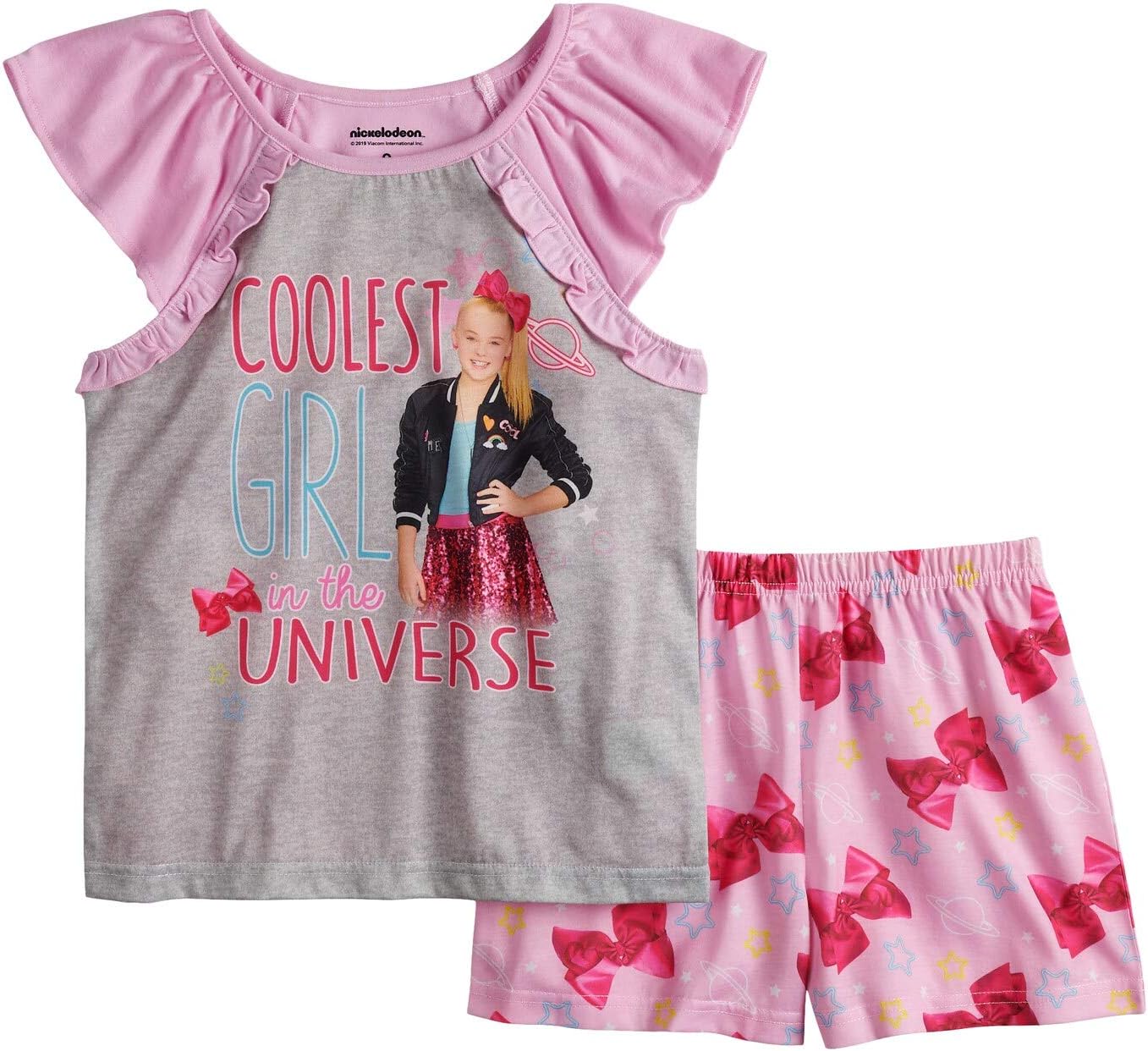 Girl 6-12 JoJo Siwa 2 PCS Flutter Sleeve Top & Shorts Pajama Set