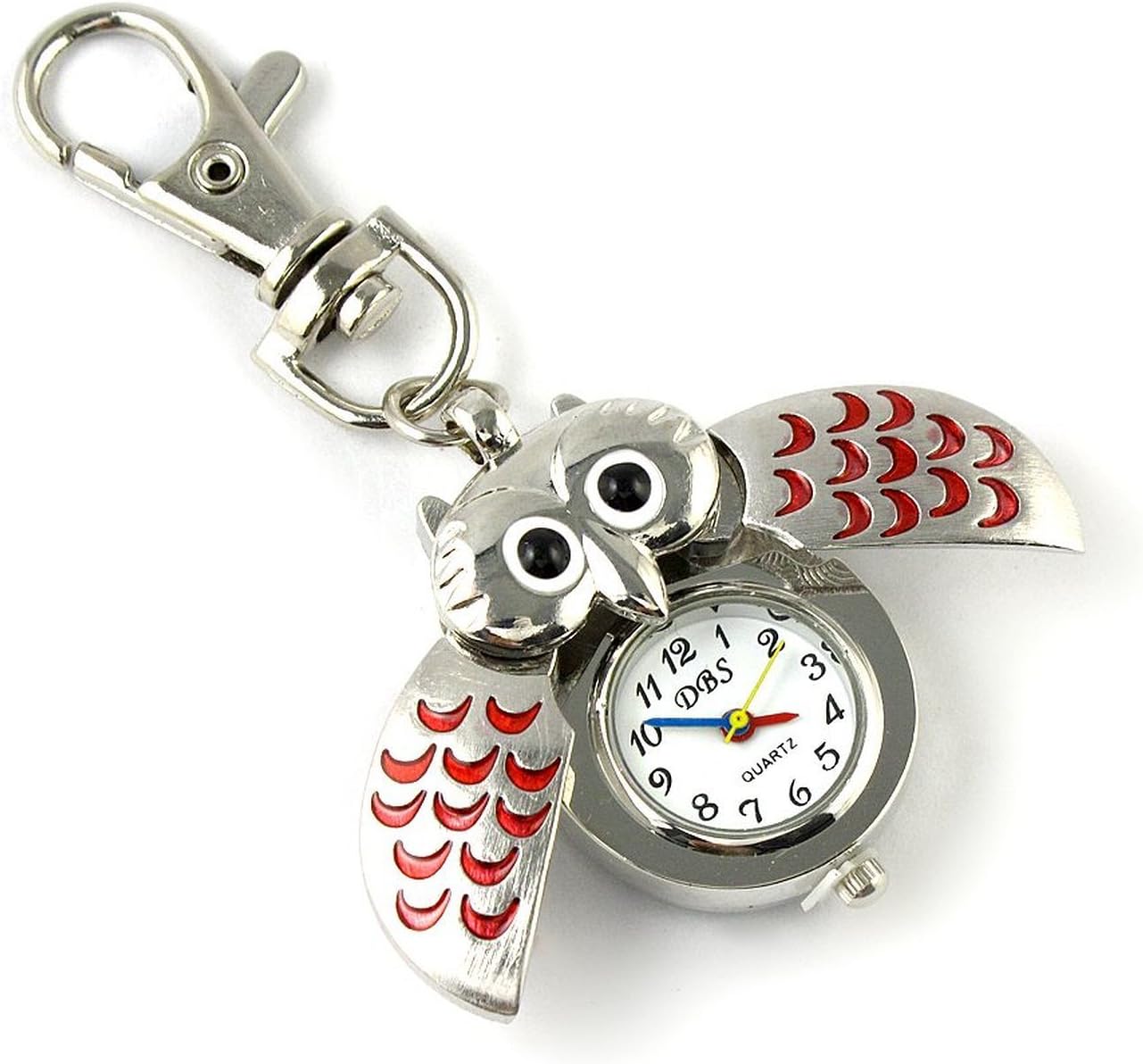 AngxunBeauty Pretty OWL Fashion Quartz Stainless Steel Watch Keychain