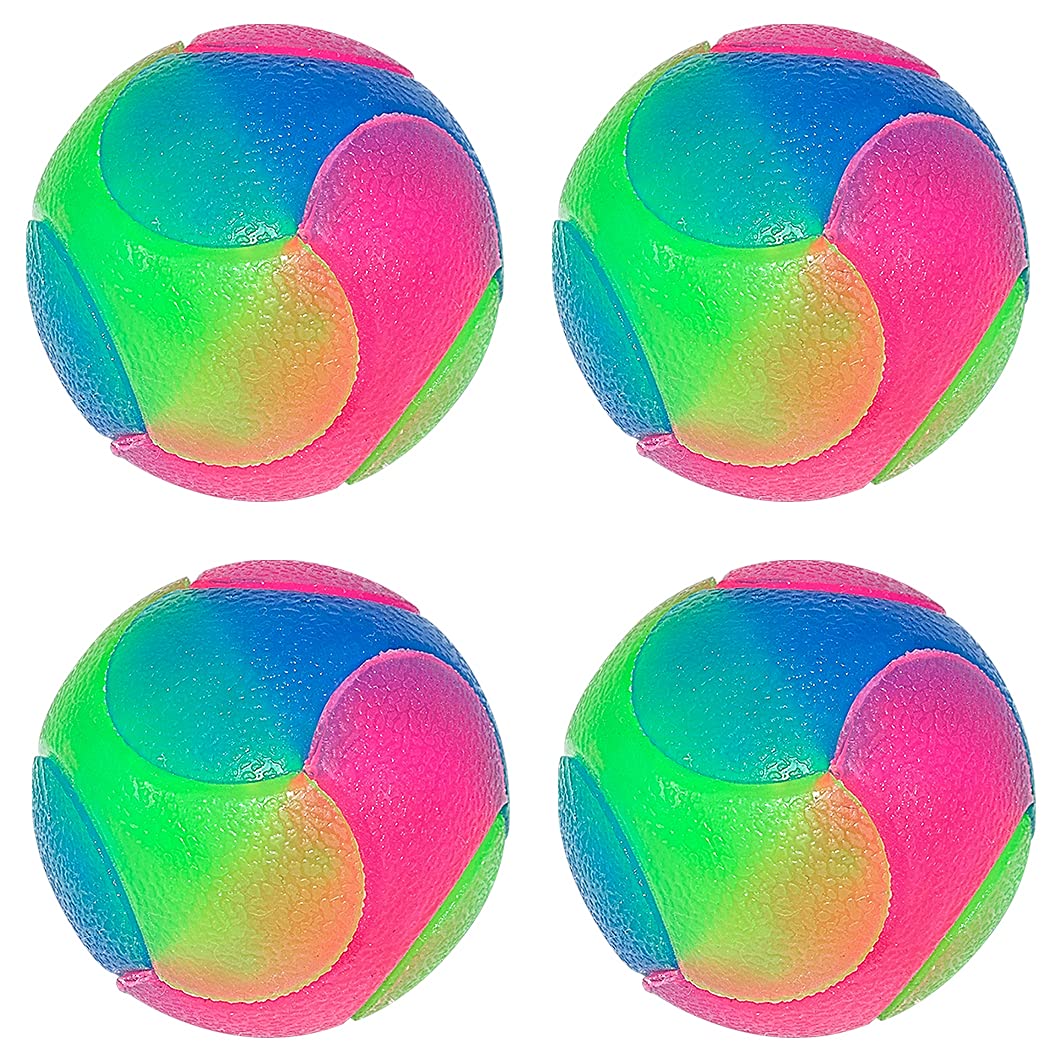 Rolin Roly Flashing Light Up Dog Ball - Color Changing, Bouncing, Interactive Play Ball for Dogs & Cats (4PK Large)